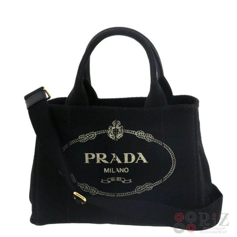 PRADA Canapa Bag Shoulder Messenger Black Brown